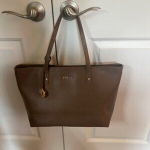 Furla Taupe Leather Tote Handbag Like New